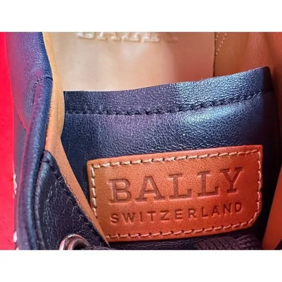 Bally Animal Anistern Navy Blue Leather Low Top Embroidered Sneakers Sz 6 1/2 D